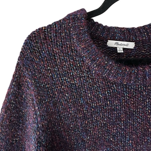 MADEWELL | NWOT METALLIC SHIMMER CREWNECK PULLOVER SWEATER PURPLE | LARGE - Picture 5 of 11
